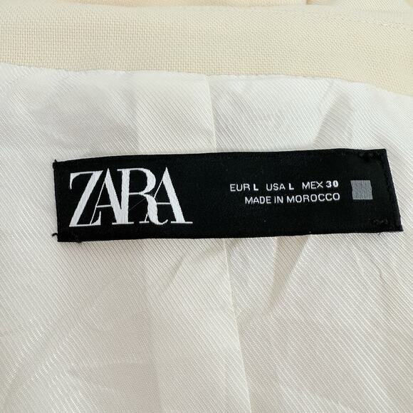 Zara Womens Oversized Double Breasted Blazer Size Large Ecru Academia Preppy - Picture 8 of 16